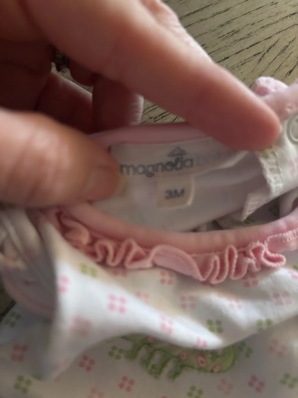 Magnolia Baby Pink and Green Floral Alligator One-Piece
